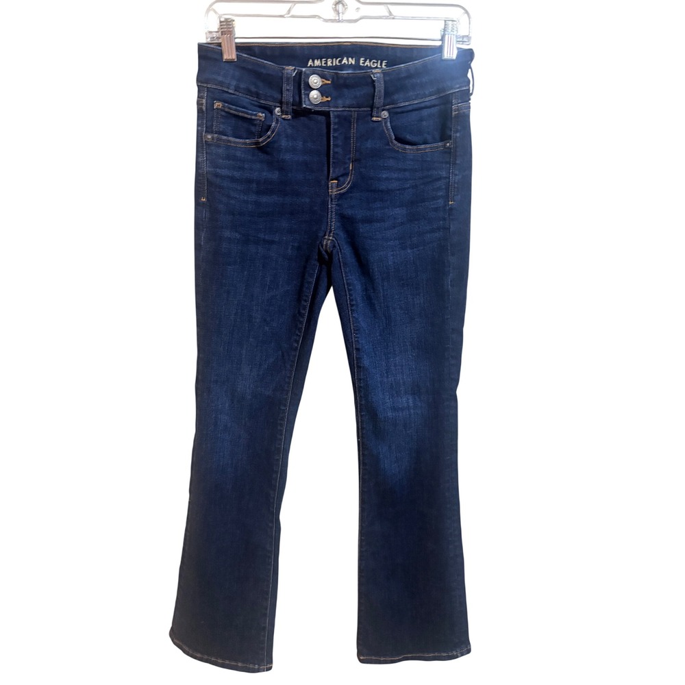 American Eagle Kick Boot Jeans Womens 4 Dark Blue Excellent Next Level Stretch
